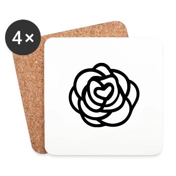 Pink Flower - Coasters (set of 4) - white - Front