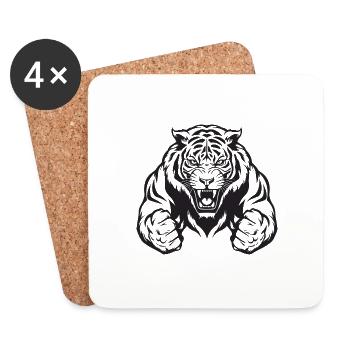 Tiger Gym Musculation Muscles - Dessous de verre (lot de 4) - blanc - Devant