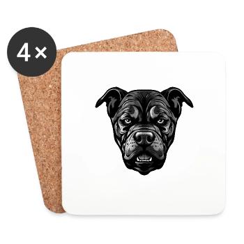 Portrait de chien Staffordshire Bull Terrier - Dessous de verre (lot de 4) - blanc - Devant