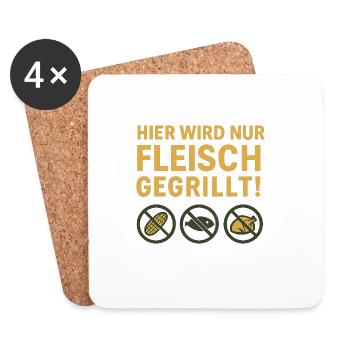 Hier wird nur Fleisch...witziges Motiv - Untersetzer (4er-Set) - Weiß - Vorne