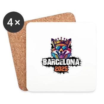 Barcelone 2025 Holiday Fox - Dessous de verre (lot de 4) - blanc - Devant