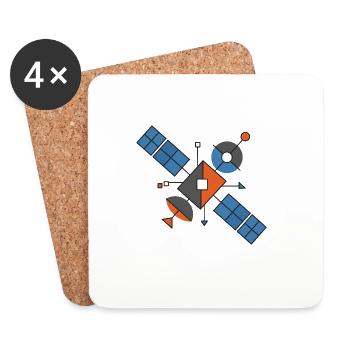 Futuristic Geometric Satellites - Coasters (set of 4) - white - Front