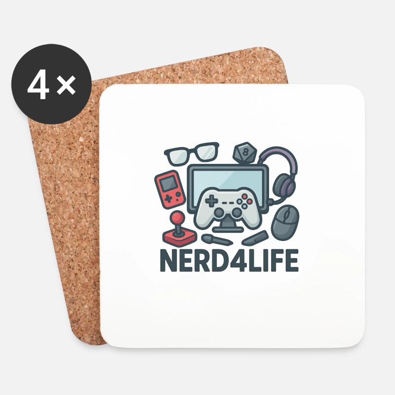 Gaming und Nerd Lifestyle Design - Untersetzer (4er-Set) - Weiß