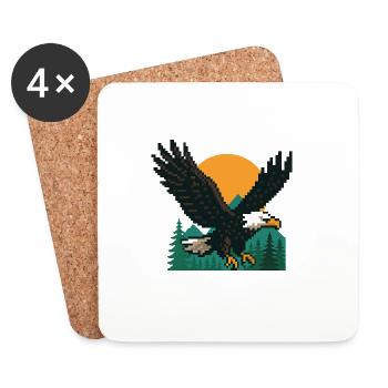 Eagle Pixel – Coucher de soleil dans les montagnes - Dessous de verre (lot de 4) - blanc - Devant