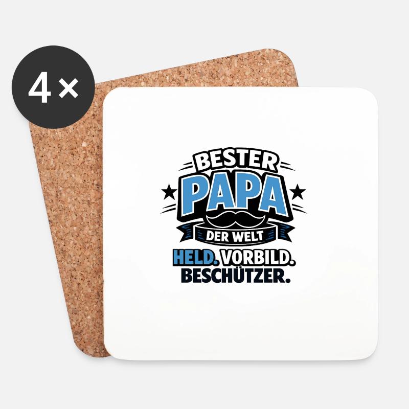 Bester Papa der Welt – Held und Beschützer - Untersetzer (4er-Set) - Weiß