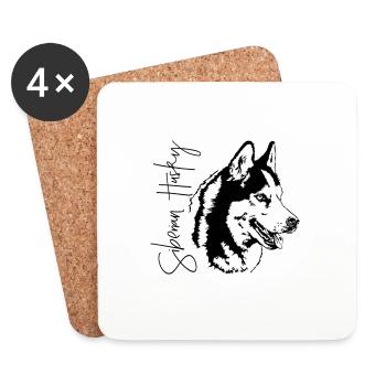 SIBERIAN HUSKY chien portrait chiens chien Wilsigns - Dessous de verre (lot de 4) - blanc - Devant