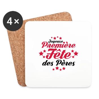 joyeuse première fête des pères - Dessous de verre (lot de 4) - blanc - Devant