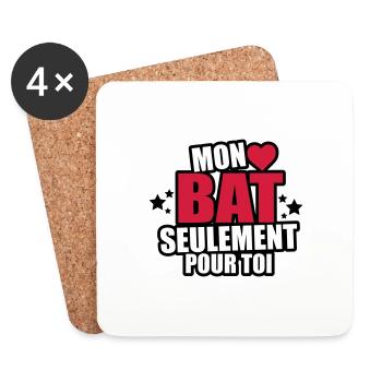 mon coeur bat seulement pour toi - Dessous de verre (lot de 4) - blanc - Devant