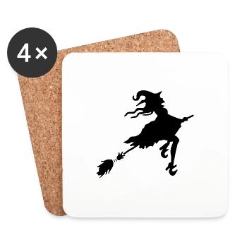 Witch broom - Coasters (set of 4) - white - Front