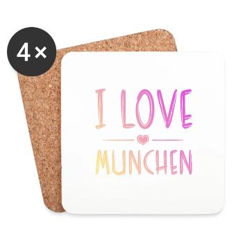 I Love München - Untersetzer (4er-Set) - Weiß - Vorne