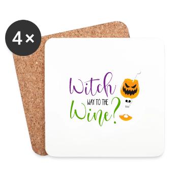 Witch way to the wine - Halloween Drinks - Untersetzer (4er-Set) - Weiß - Vorne