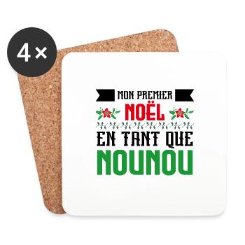 Mon Premier Noel tant que nounou - Dessous de verre (lot de 4) - blanc - Devant