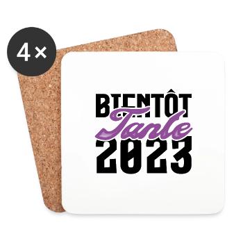 Cadeau Annonce grossesse bientôt Tante 2023. tata. - Dessous de verre (lot de 4) - blanc - Devant