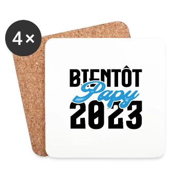 Cadeau Annonce grossesse bientôt Papy 2023. - Dessous de verre (lot de 4) - blanc - Devant
