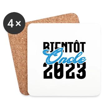 Cadeau Annonce grossesse bientôt Oncle 2023.Tonton - Dessous de verre (lot de 4) - blanc - Devant