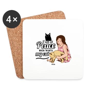 Femme Chat Pet Girl Femme - Dessous de verre (lot de 4) - blanc - Devant