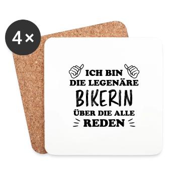 Bikerin Lustiger Spruch Bike Fun Sprüche Geschenk - Untersetzer (4er-Set) - Weiß - Vorne