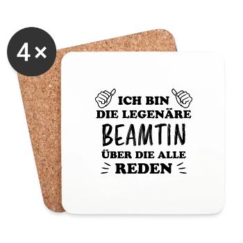 Beamtin Spruch Verbeamtung Büro Beamten Geschenk - Untersetzer (4er-Set) - Weiß - Vorne