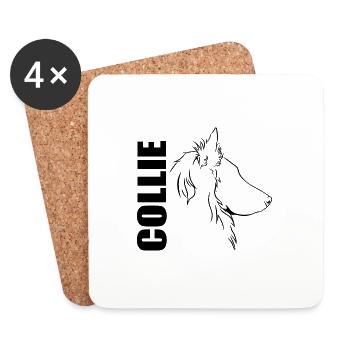 Longhair Collie Profile Dogs Dog Wilsigns - Coasters (set of 4) - white - Front