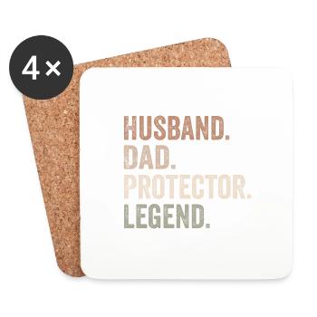 Husband Dad Protector Legend - Father's Day Gift - Dessous de verre (lot de 4) - blanc - Devant