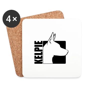 Kelpie Profile Dog Dogs Herding Dog Wilsigns - Coasters (set of 4) - white - Front