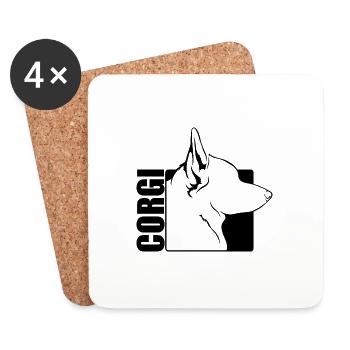 Corgi Profil Chiens Chiens Wilsigns - Dessous de verre (lot de 4) - blanc - Devant