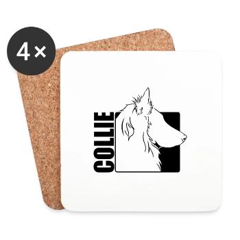 Longhair Collie Profile Dogs Dog Wilsigns - Coasters (set of 4) - white - Front