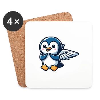 Himmlischer Pinguin Flügel - Untersetzer (4er-Set) - Weiß - Vorne