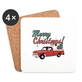 Merry Christmas Saint Bernard Dog Vintage Red - Coasters (set of 4) - white - Front