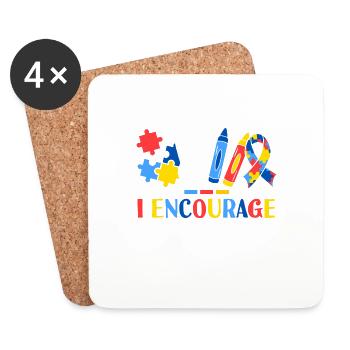 J’encourage les progrès Thérapeute ABA Comportemental - Dessous de verre (lot de 4) - blanc - Devant
