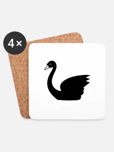 Schwan - Untersetzer (4er-Set) - Weiß