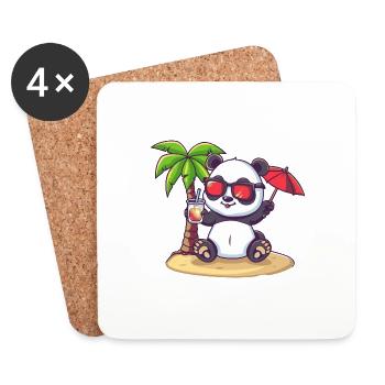 Panda Insel Sommer Palme - Untersetzer (4er-Set) - Weiß - Vorne