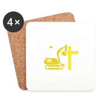 Je suis un chrétien en construction, Dieu n’en a pas fini - Dessous de verre (lot de 4) - blanc - Devant