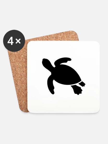 Schildkröte - Untersetzer (4er-Set) - Weiß