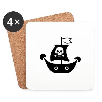 Bateau pirate - Dessous de verre (lot de 4) - blanc - Devant