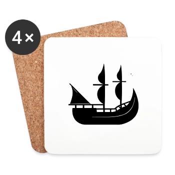 Pirate ship - Coasters (set of 4) - white - Front