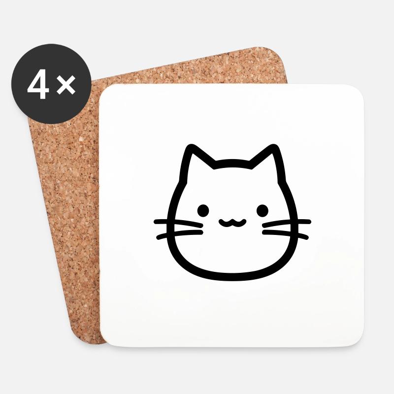 Katze - Untersetzer (4er-Set) - Weiß