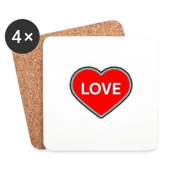 Amour - Saint-Valentin - Dessous de verre (lot de 4) - blanc - Devant
