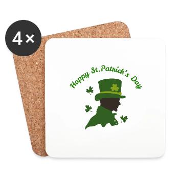 T-shirt unisexe de la Saint-Patrick, couple assorti - Dessous de verre (lot de 4) - blanc - Devant