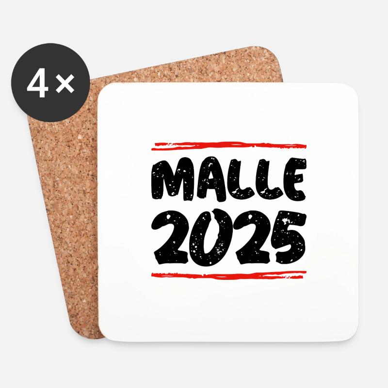 Malle 2025 Spruch - Untersetzer (4er-Set) - Weiß