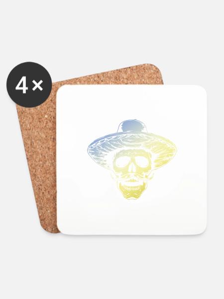 Mexikaner Skull - Untersetzer (4er-Set) - Weiß