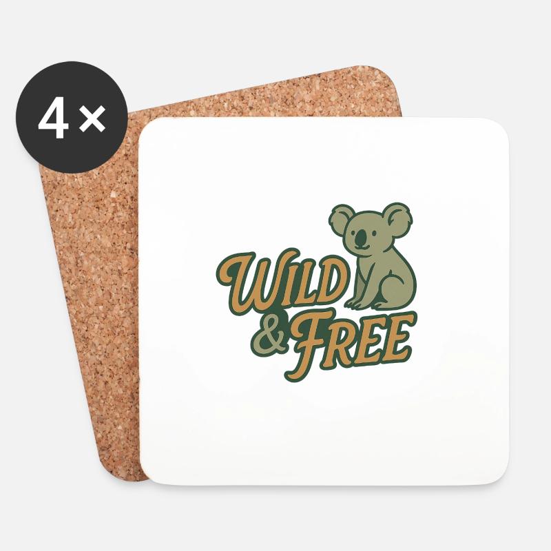 Wild & Free – Koala & Känguru - Untersetzer (4er-Set) - Weiß