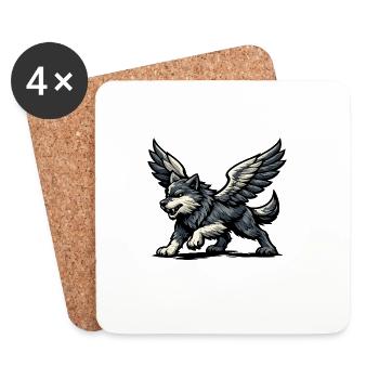 Flügelwolf Majestätisch - Untersetzer (4er-Set) - Weiß - Vorne