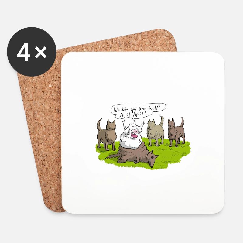 Aprilscherz Schaf - Untersetzer (4er-Set) - Weiß