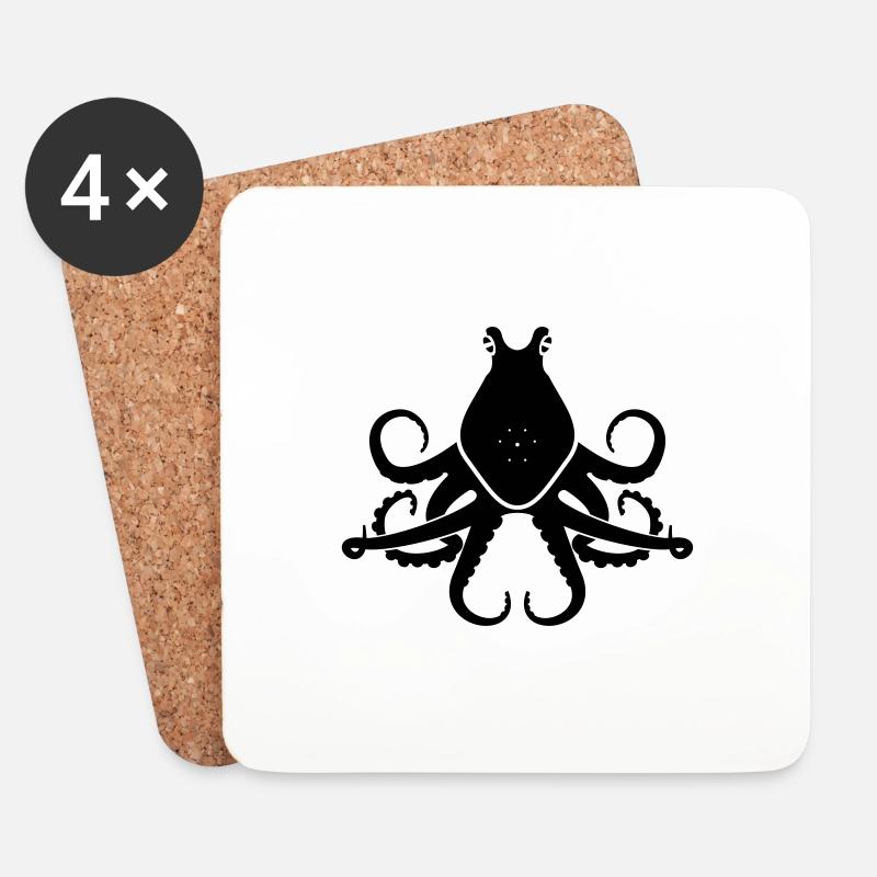 Oktopus - Untersetzer (4er-Set) - Weiß