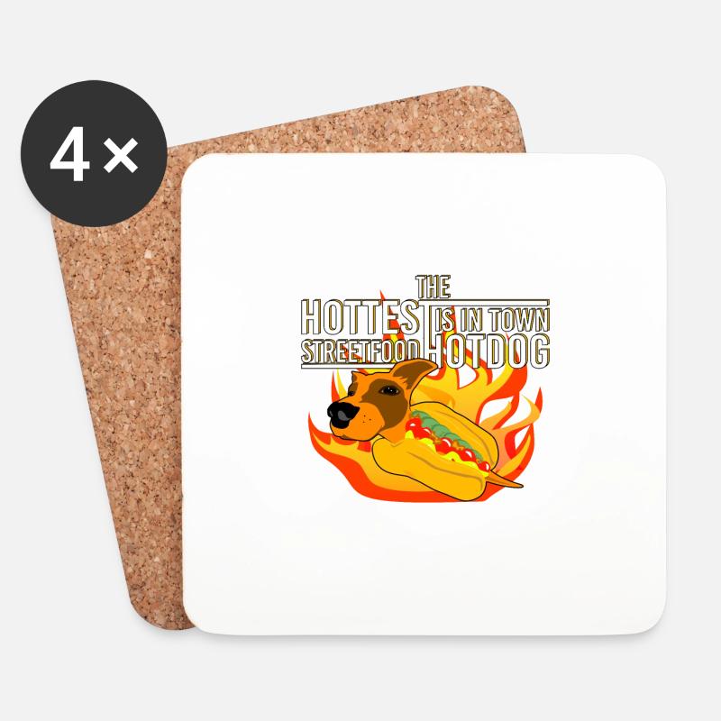 Hottest Hot Dog 2 Geschenkidee - Untersetzer (4er-Set) - Weiß