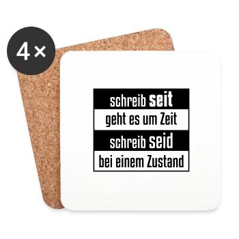 Schreibt man seit oder seid? - Untersetzer (4er-Set) - Weiß - Vorne