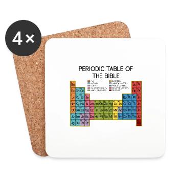 Christian Gift - God's Word - Periodic Table - Coasters (set of 4) - white - Front