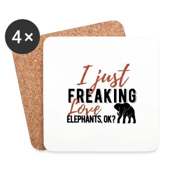 Eléphant - Dessous de verre (lot de 4) - blanc - Devant
