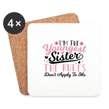 I'm The Youngest Sister The Rules Don't Apply To M - Untersetzer (4er-Set) - Weiß - Vorne